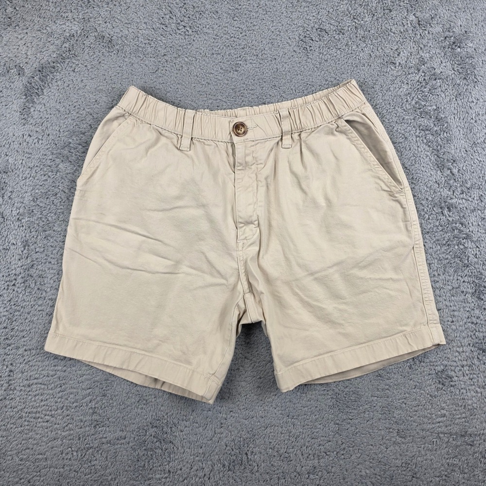 Chubbies Originals Shorts Mens Medium Khaki Tan 7" Inseam Elastic Waist Stretch